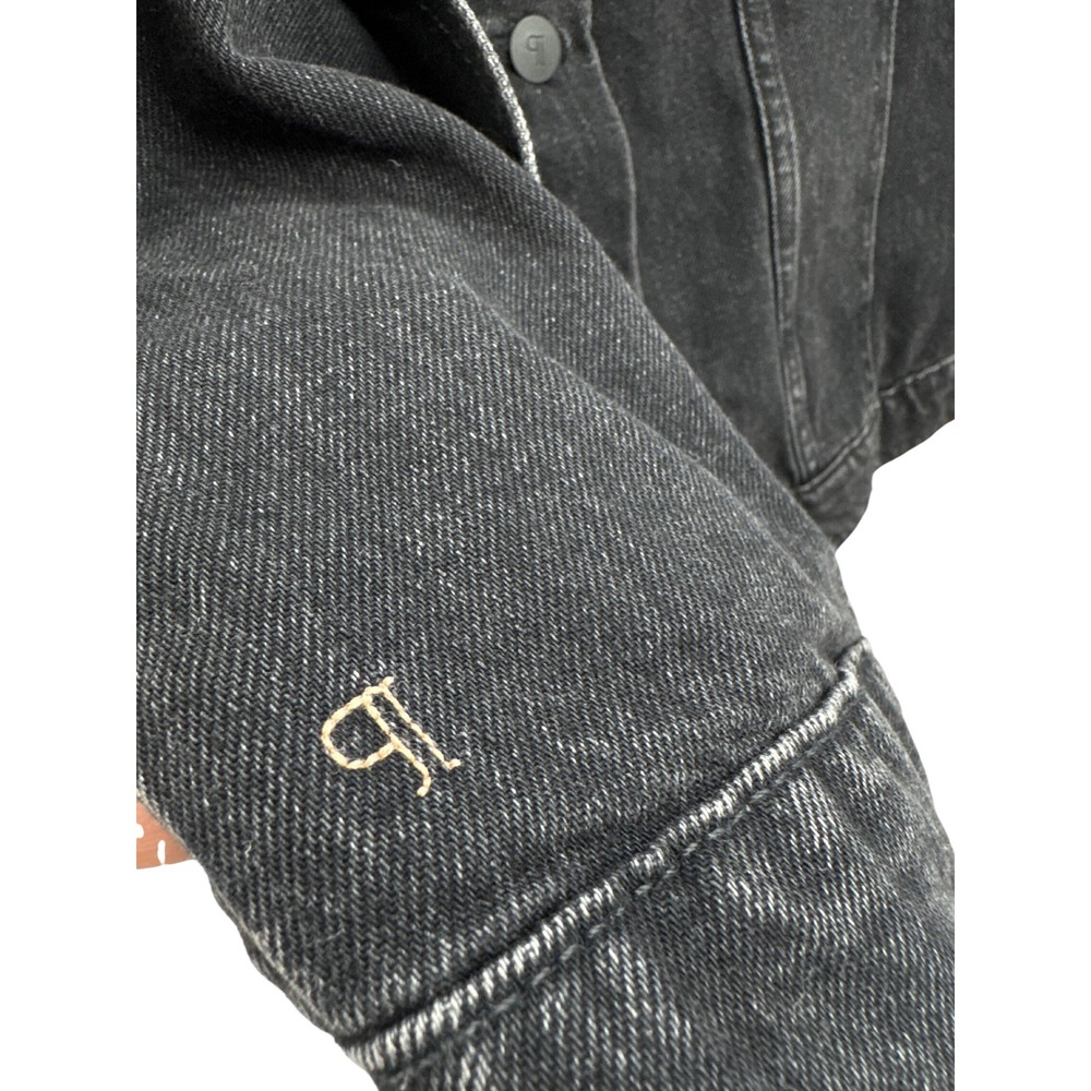 Pilcro Trucker Jacket Size S Black Stretch Denim Dark Wash Collared Front-Button - Picture 7 of 10